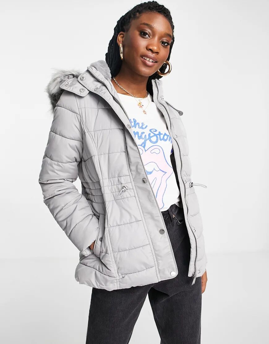 New Look hooded puffer jacket in grey  Grey