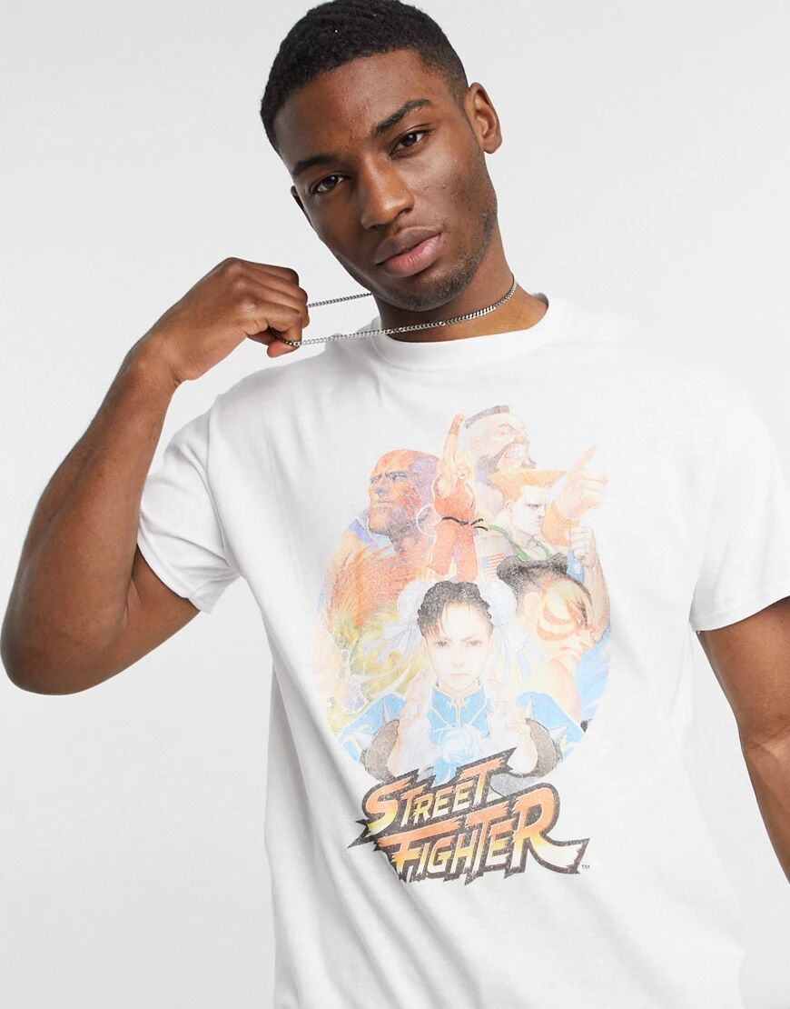 New Look oversized street fighter print t-shirt in white  White