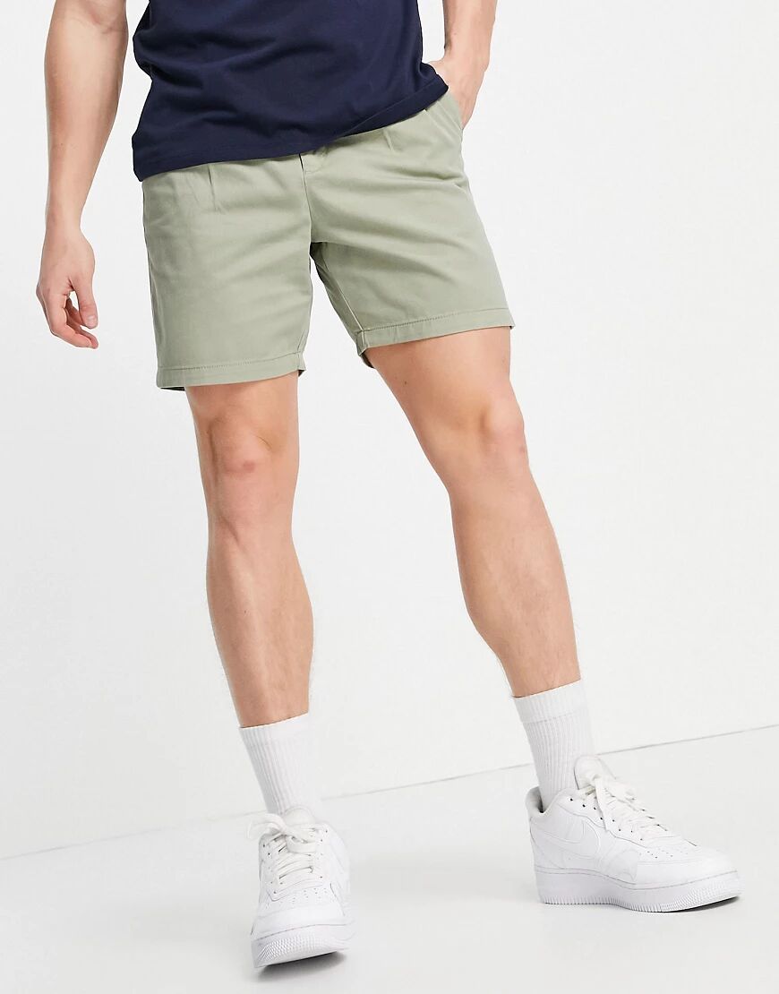 New Look pleated chino shorts in green  Green