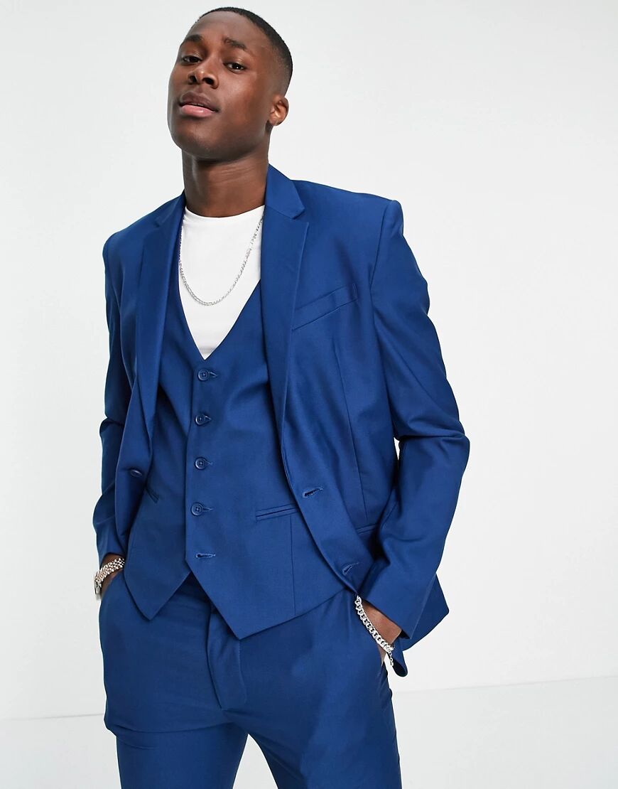 New Look skinny suit jacket in bright blue  Blue