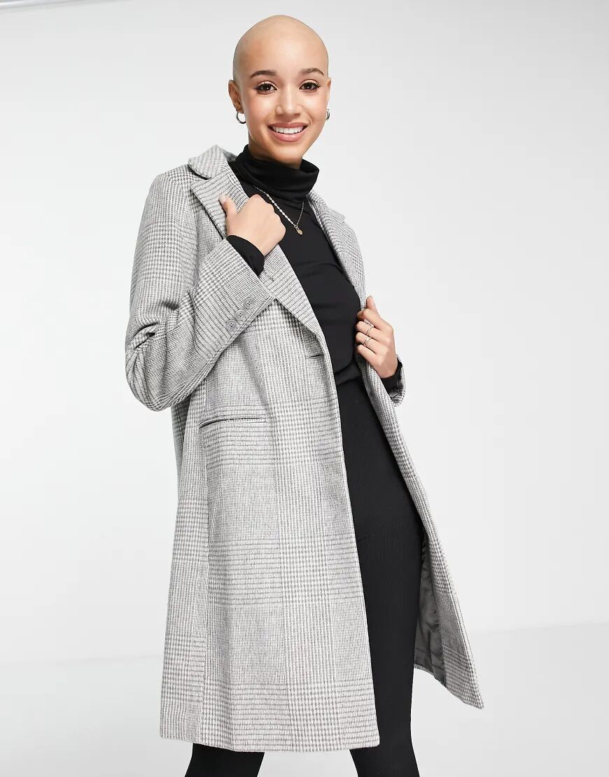 New Look tailored check coat in grey twill  Grey