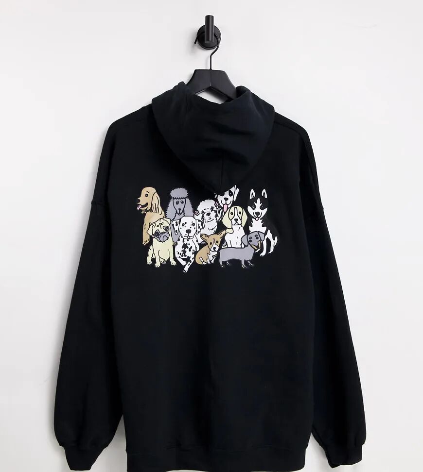 New Love Club PLus puppies back print graphic hoodie-Grey  Grey