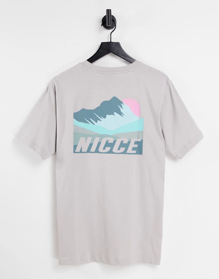 Nicce valley backprint t-shirt in grey-White  White