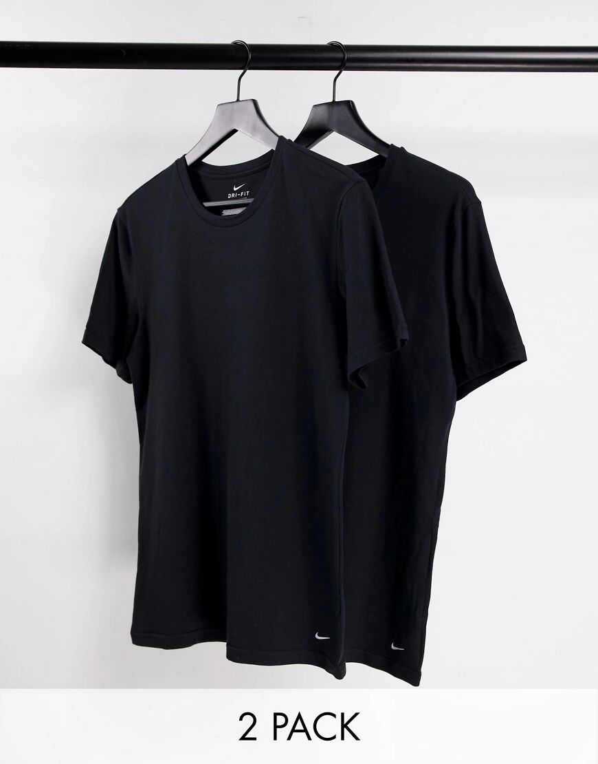 Nike 2 pack base layer t-shirts in black  Black