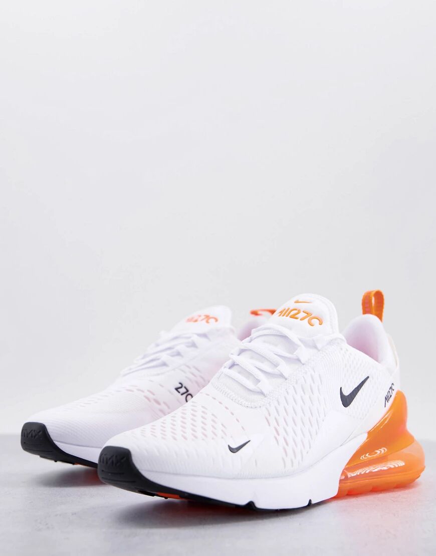 Nike Air Max 270 trainers in white and orange  White