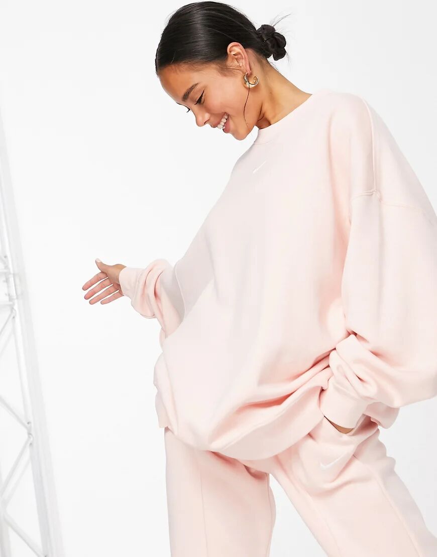 Nike mini Swoosh oversized sweatshirt in pale coral-Pink  Pink