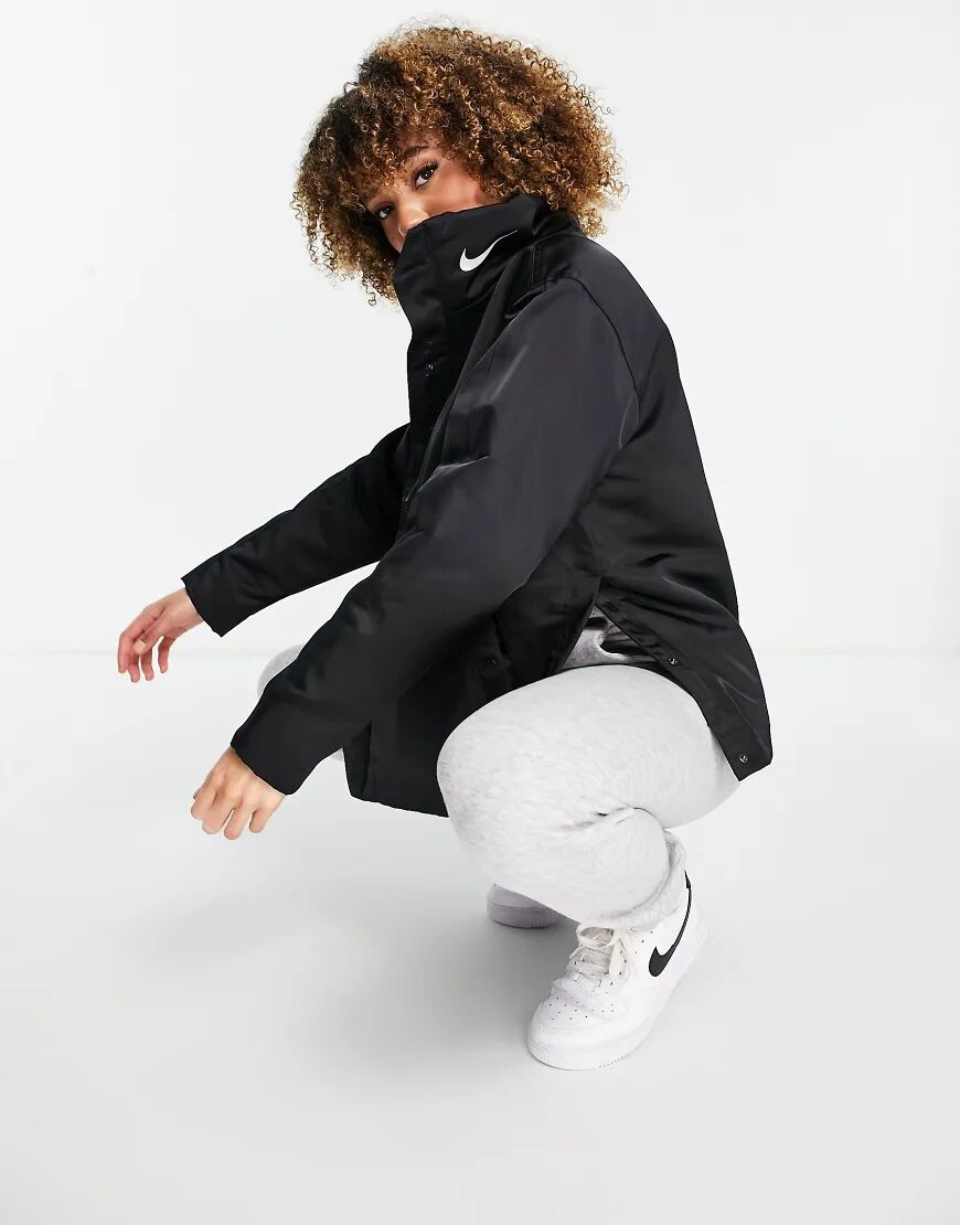 Nike nylon logo jacket in black  Black