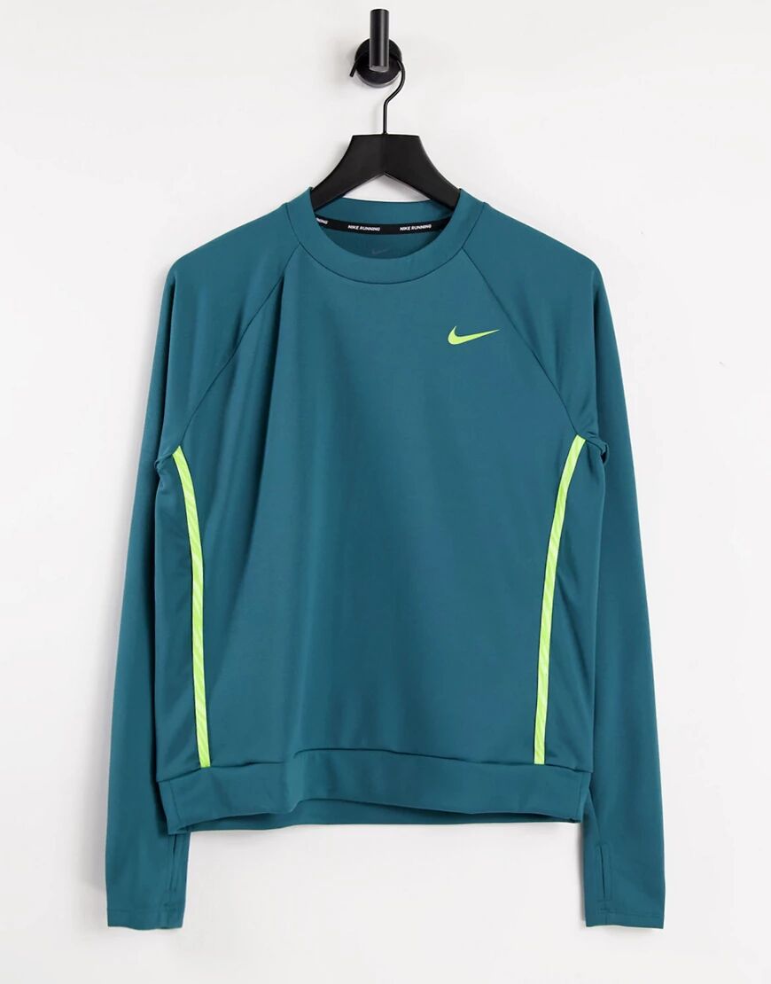 Nike Running Icon Clash long sleeve top in teal-Green  Green