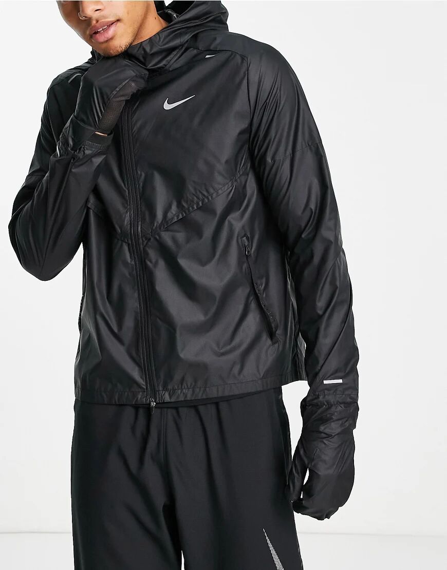 Nike Running Shieldrunner water resistant jacket in black  Black