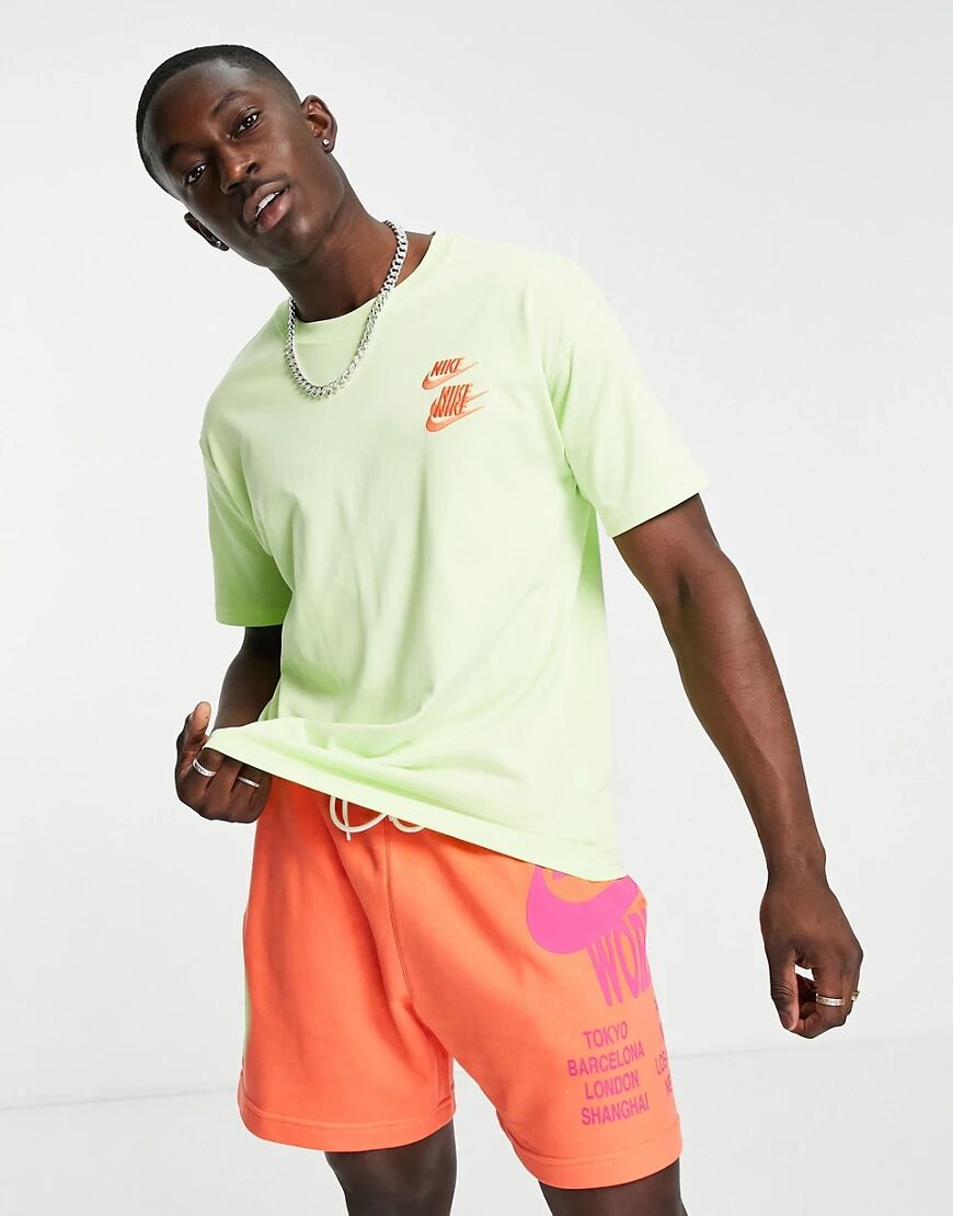 Nike World Tour Pack graphic oversized t-shirt in lime-Green  Green