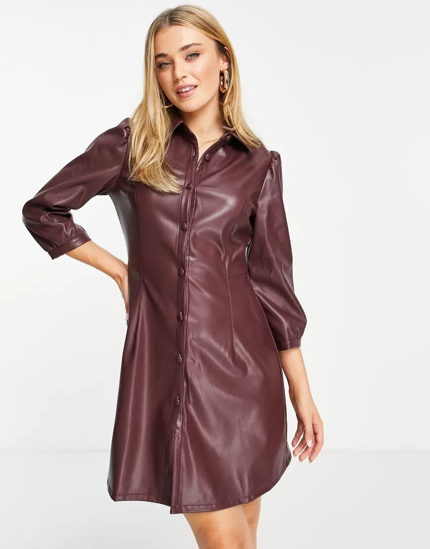 Nobody's Child faux leather mini shirt dress in blackcurrant-Purple  Purple