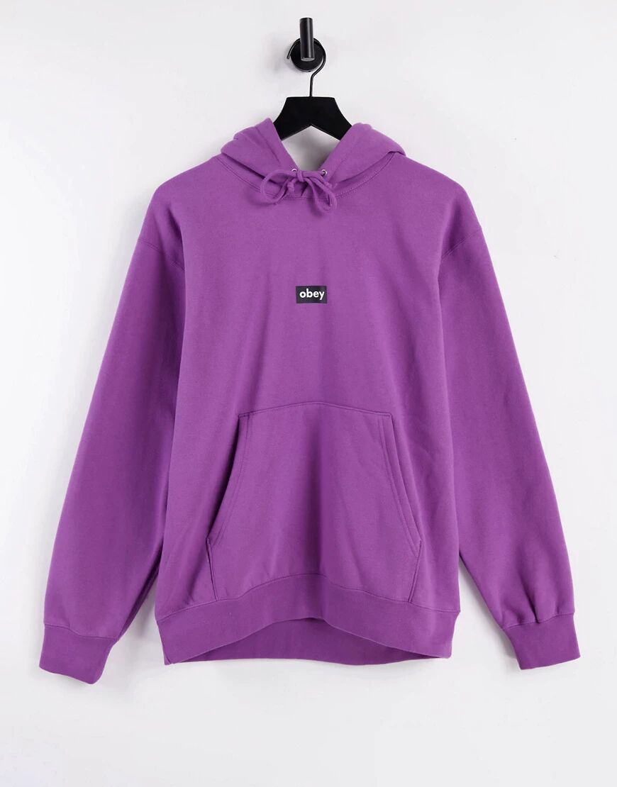 Obey black bar logo hoodie in purple  Purple