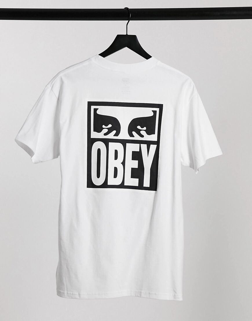 Obey eyez icon back print t-shirt in white  White