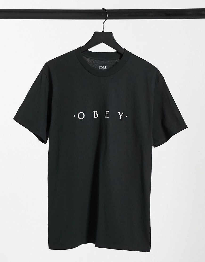 Obey novel chest logo t-shirt in black  Black