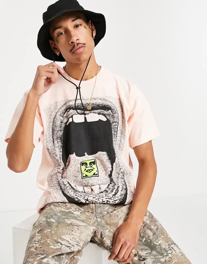 Obey scream t-shirt in pink  Pink