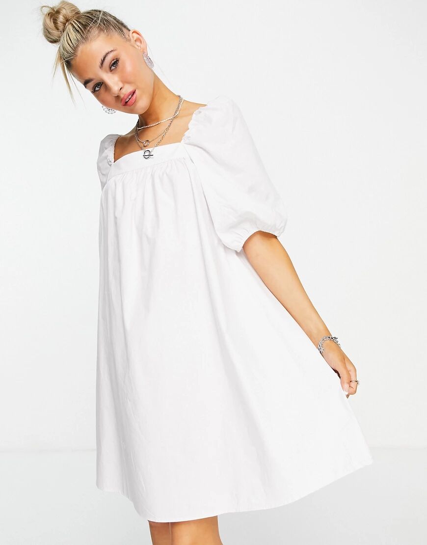 Object poplin smock dress in white  White