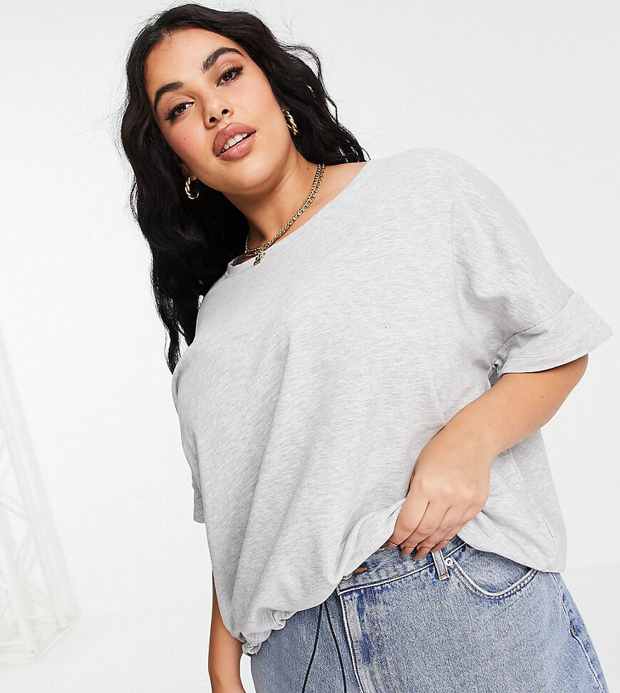 Only Curve crop t-shirt co-ord with tie waist in grey  Grey