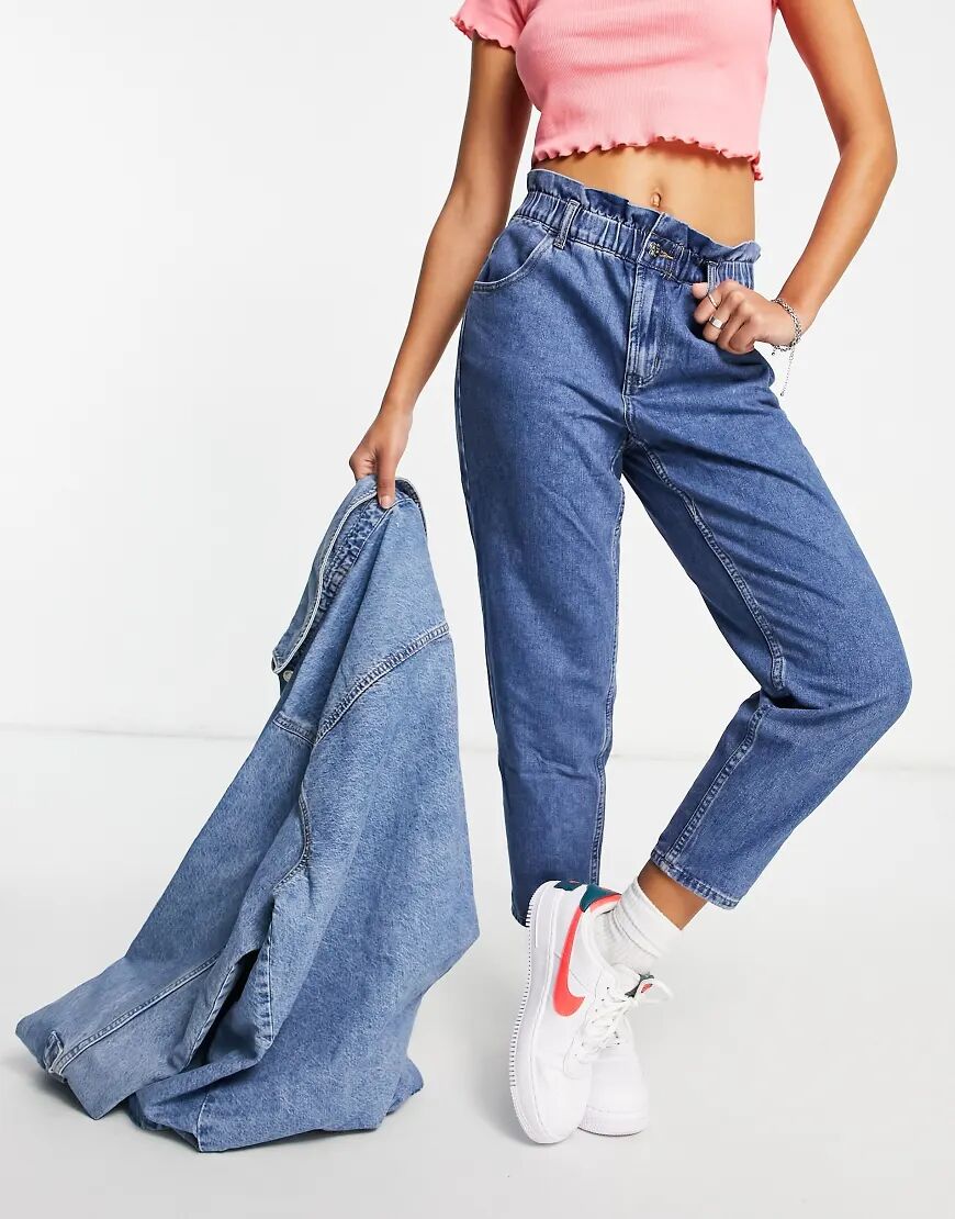 Only jeans with paper bag waist in blue  Blue