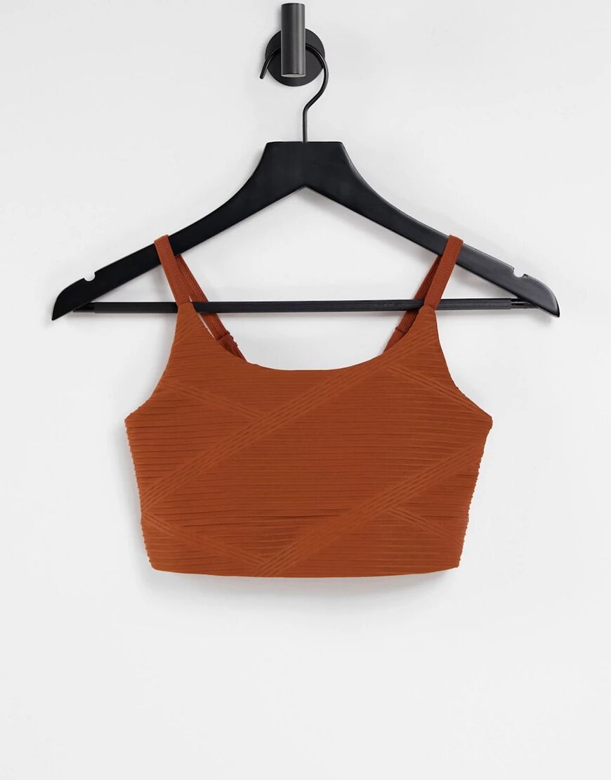 Only Play textured performance sports bra co-ord in rust-Brown  Brown