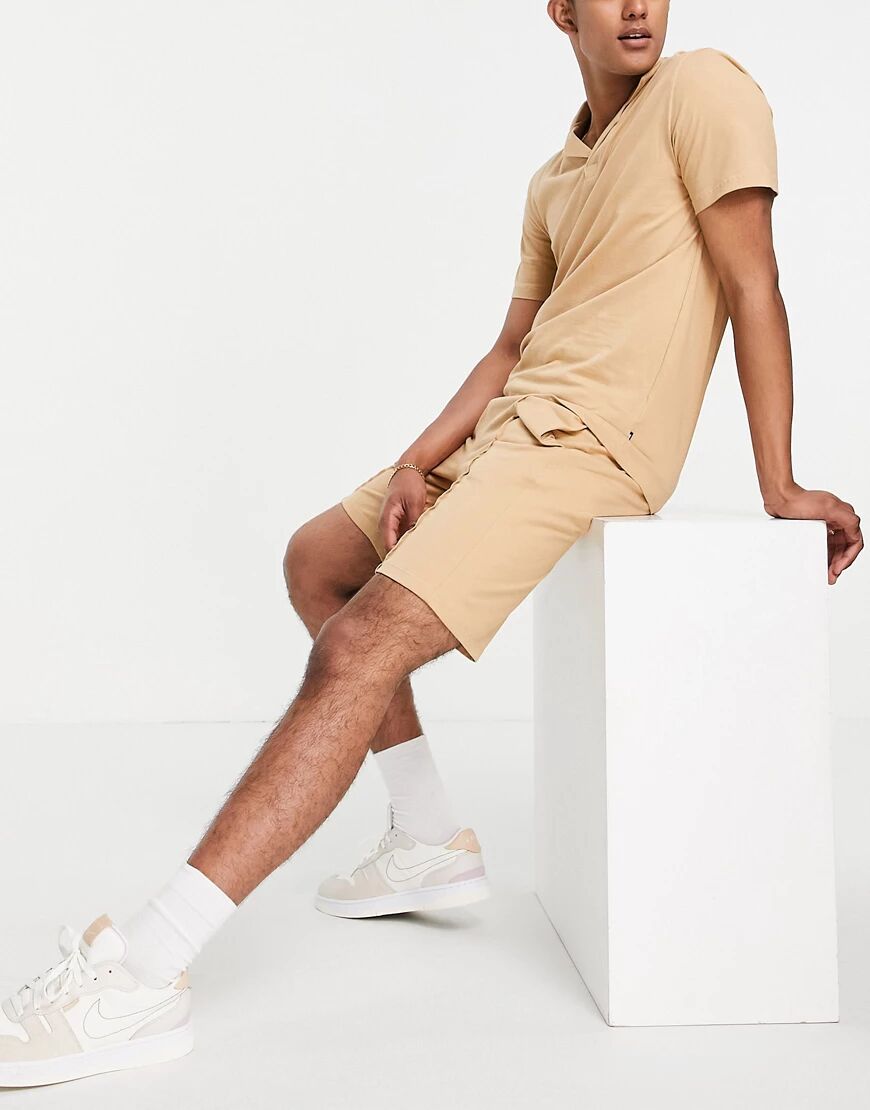 Only & Sons co-ord sweat shorts in tan-Brown  Brown