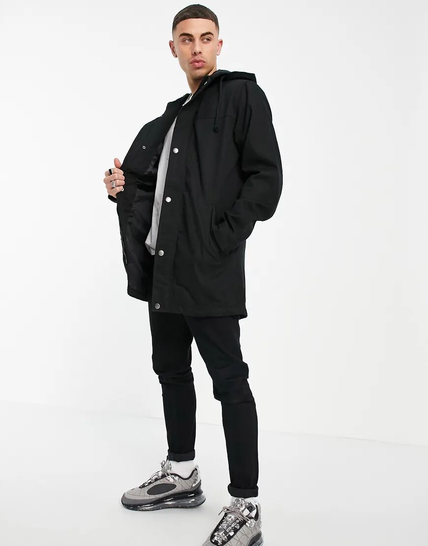 Only & Sons lightweight parka in black  Black