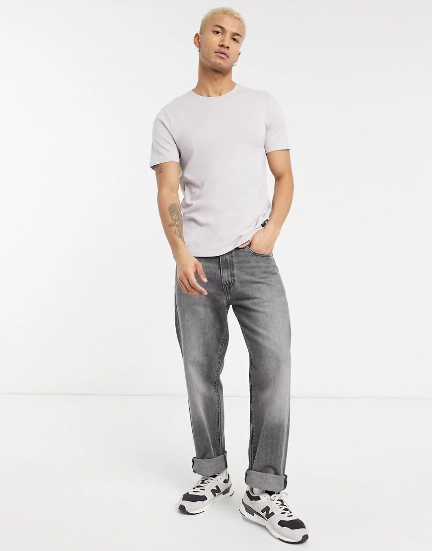 Only & Sons longline curved hem t-shirt in lilac-Purple  Purple
