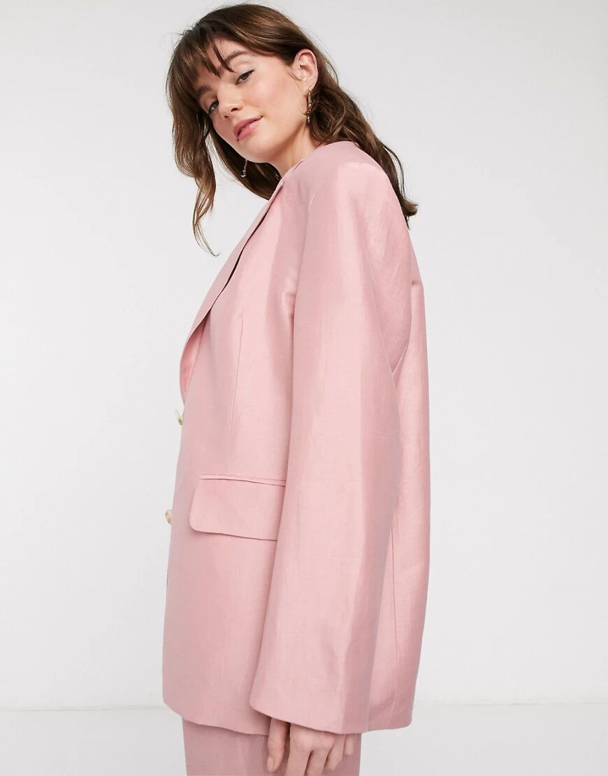 & Other Stories linen oversized blazer in light pink  Pink