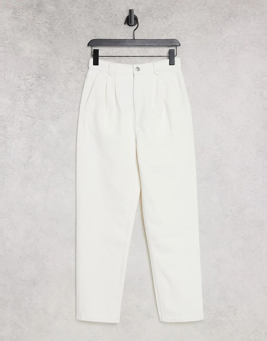 & Other Stories organic cotton pleat detail denim trousers in white  White