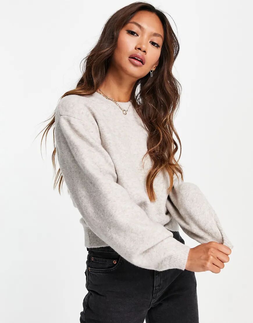 & Other Stories recycled round neck balloon sleeve jumper in grey  Grey