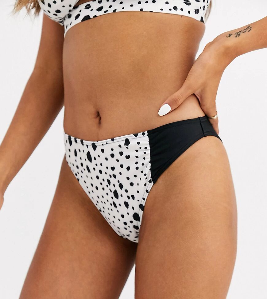 Peek & Beau Exclusive Eco high leg bikini bottom in contrast dalmatian-Multi  Multi