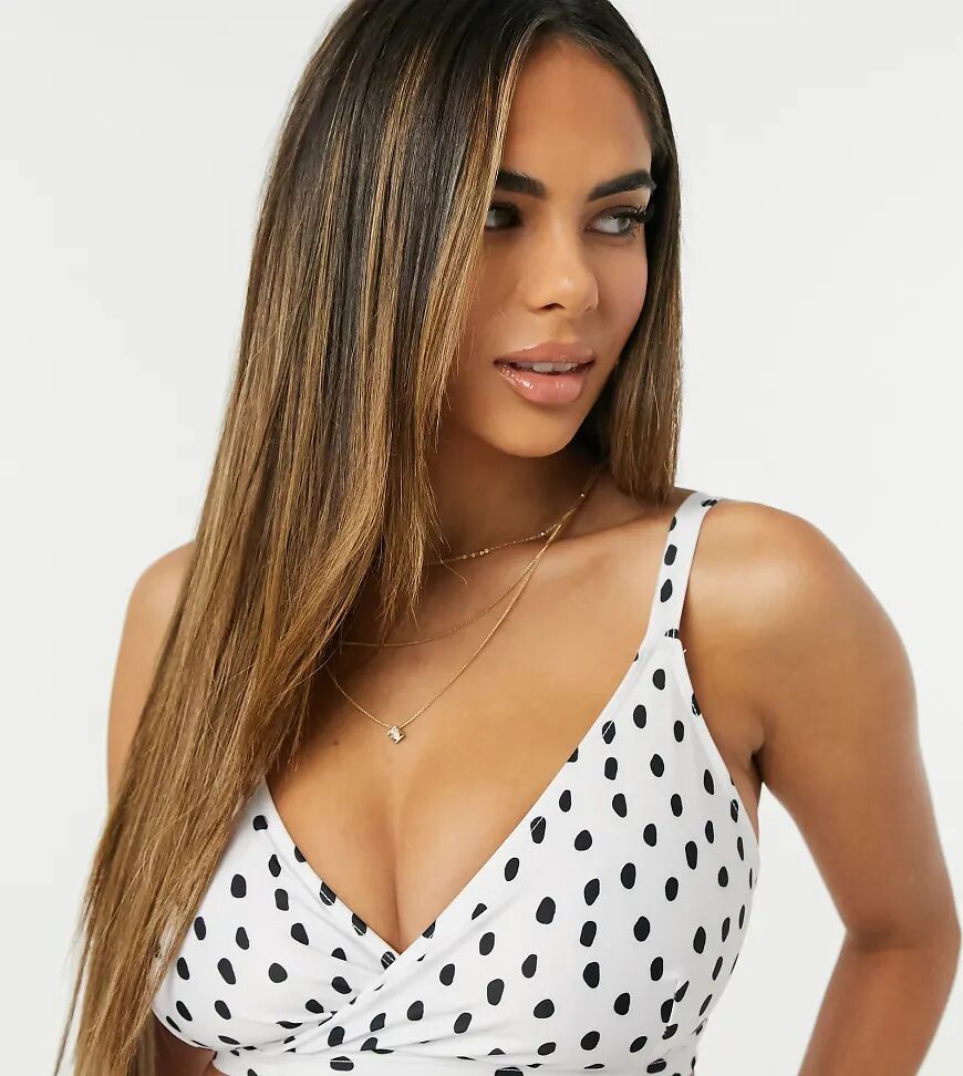 Peek & Beau Fuller Bust Exclusive mix and match wrap over bikini top in polka dot-Multi  Multi