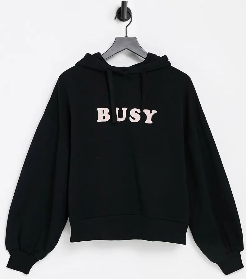 Pepe Jeans Greta oversized hoodie with busy slogan in black  Black