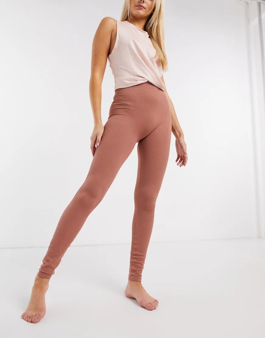 Pieces seamless lounge legging in rust-Brown  Brown