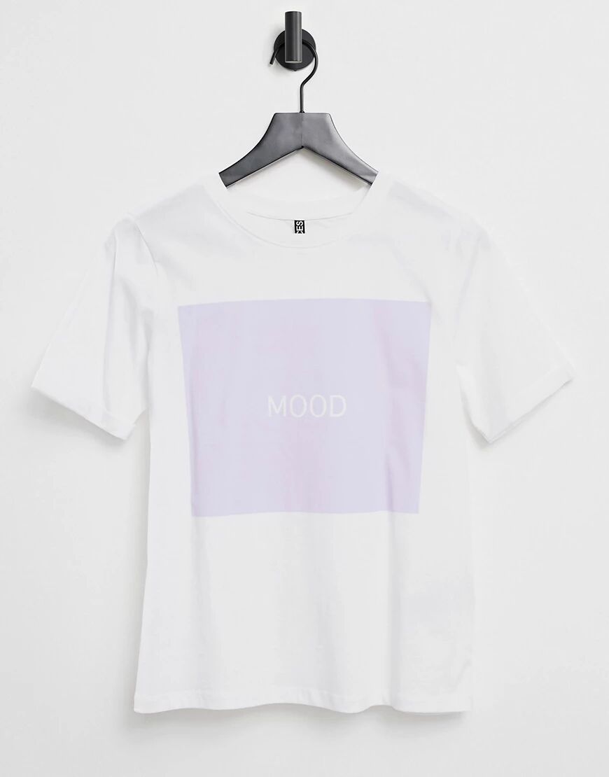 Pieces t-shirt with lilac mood motif in white  White