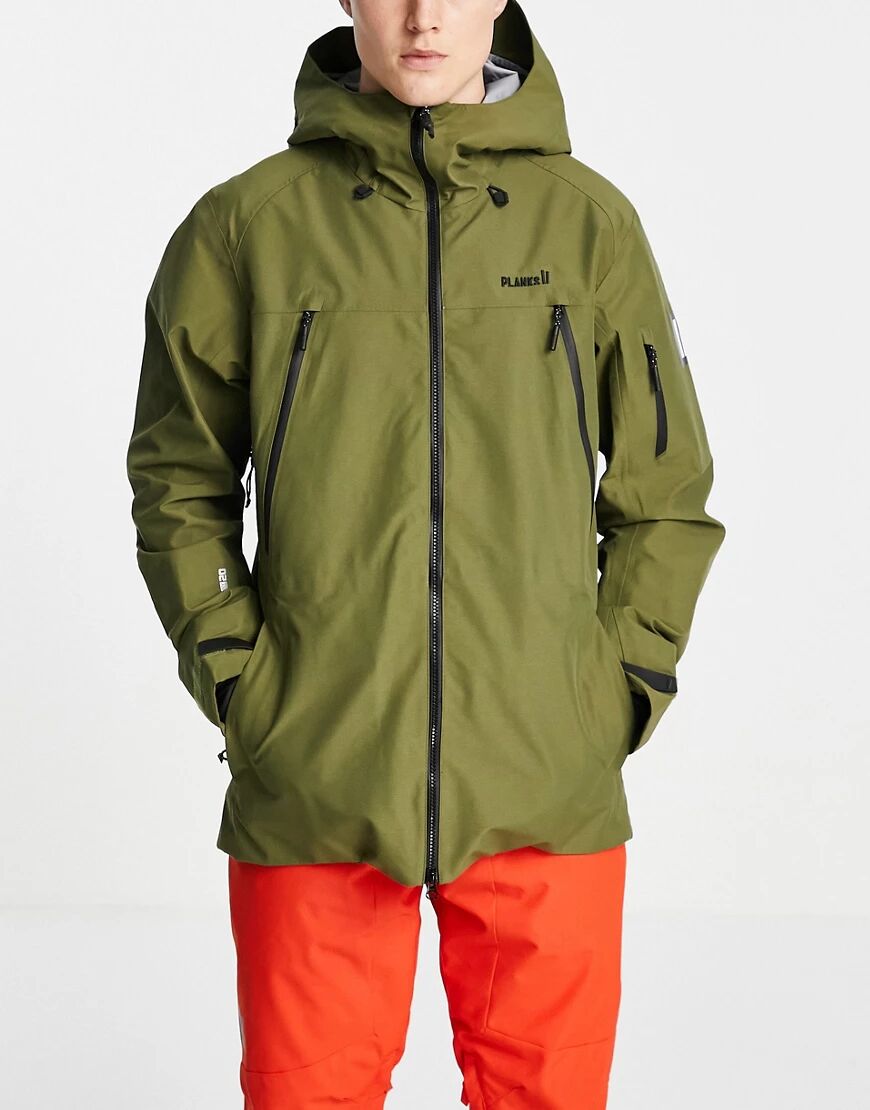 Planks Yeti hunter shell ski jacket in army green  Green