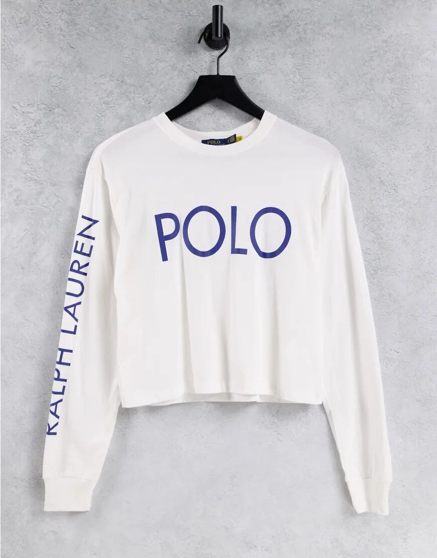 Polo Ralph Lauren long sleeve logo t-shirt in white  White