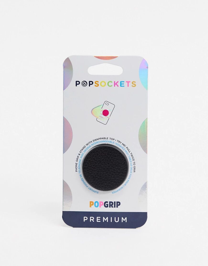 Popsockets Popsocket premium phone stand pebbled leather look in black-No colour  No colour