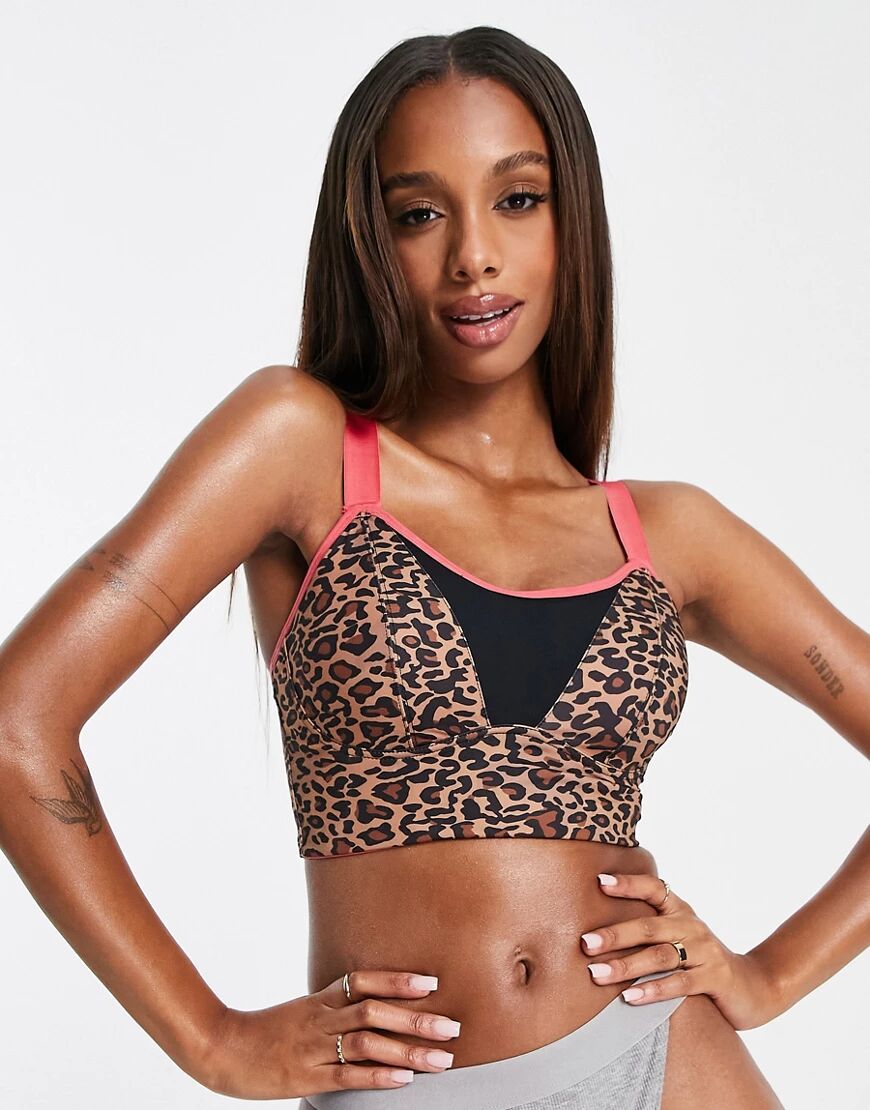 Pour Moi Fuller Bust Pulse longline underwired sports bra in leopard-Multi  Multi