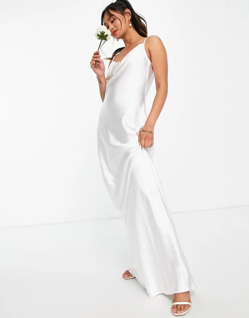 Pretty Lavish Keisha cowl neck maxi dress in ivory-White  White