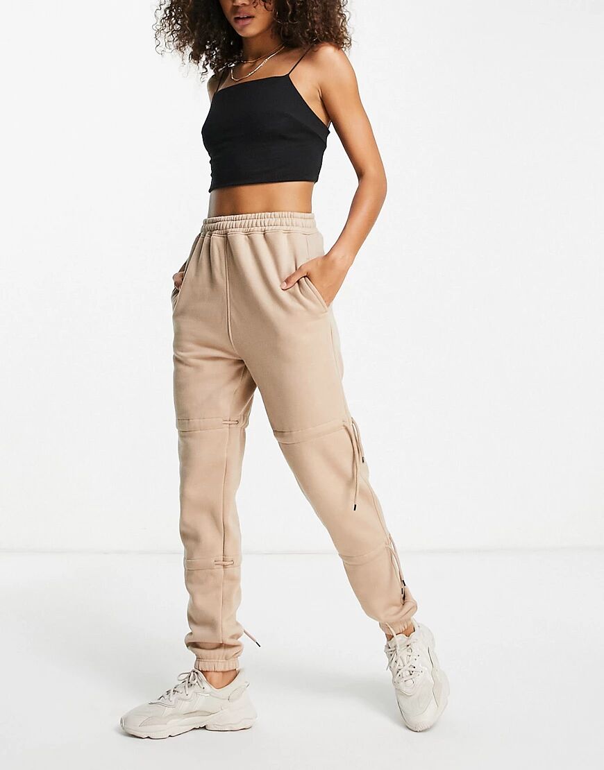 Public Desire ruched tie detail jogger in sand-Neutral  Neutral
