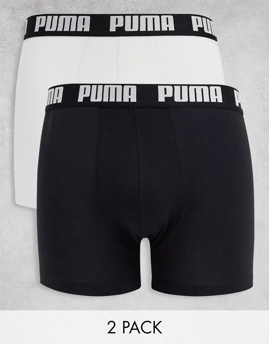 Puma 2 pack logo waistband boxers in black/white-Multi  Multi