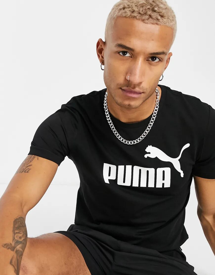 Puma Essentials large logo t-shirt in black  Black