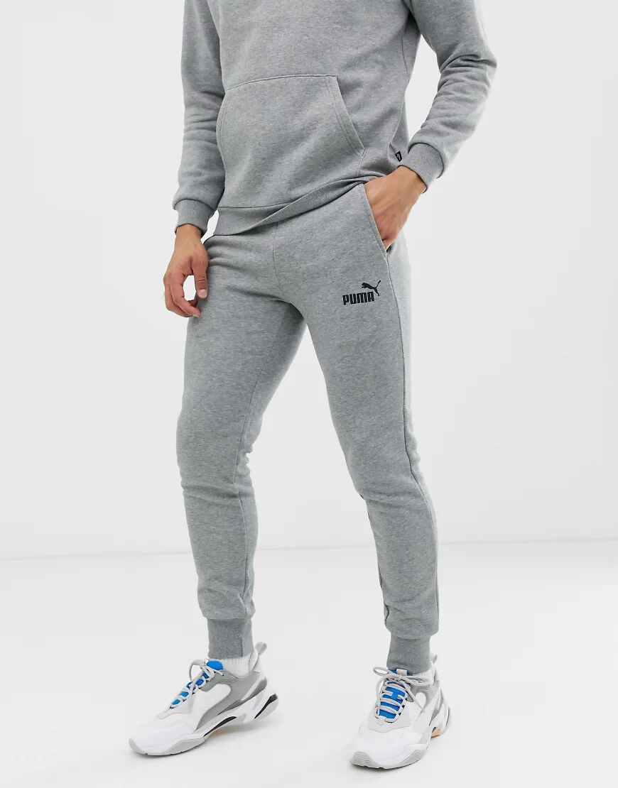 Puma Essentials small logo slim joggers in grey  Grey