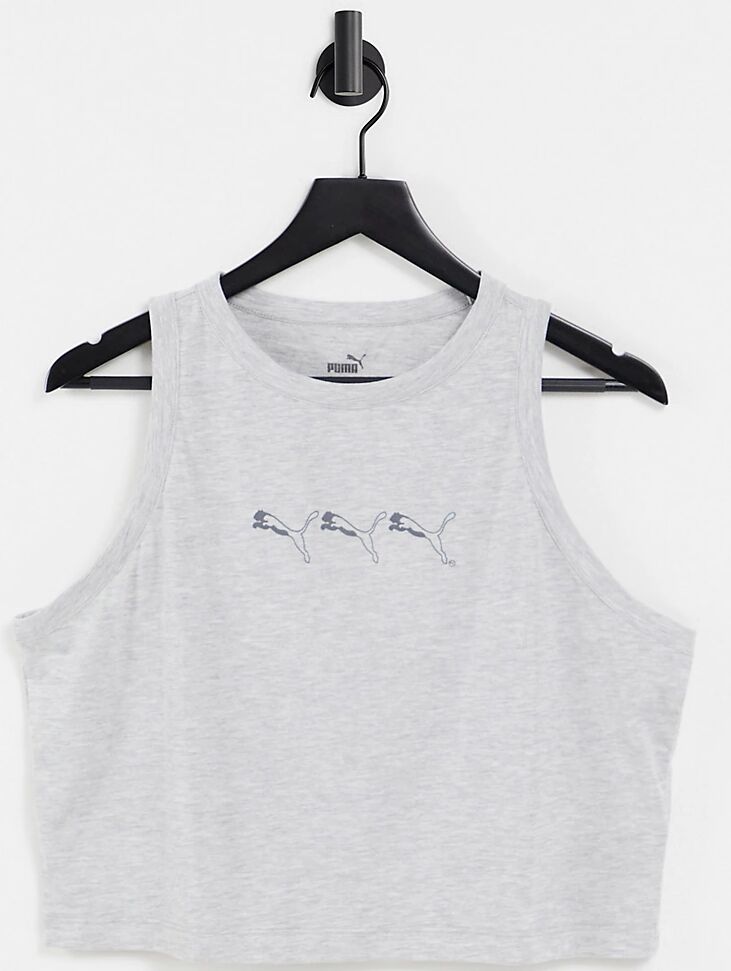 Puma plus repeat cat logo crop racer top in grey - exclusive to ASOS  Grey