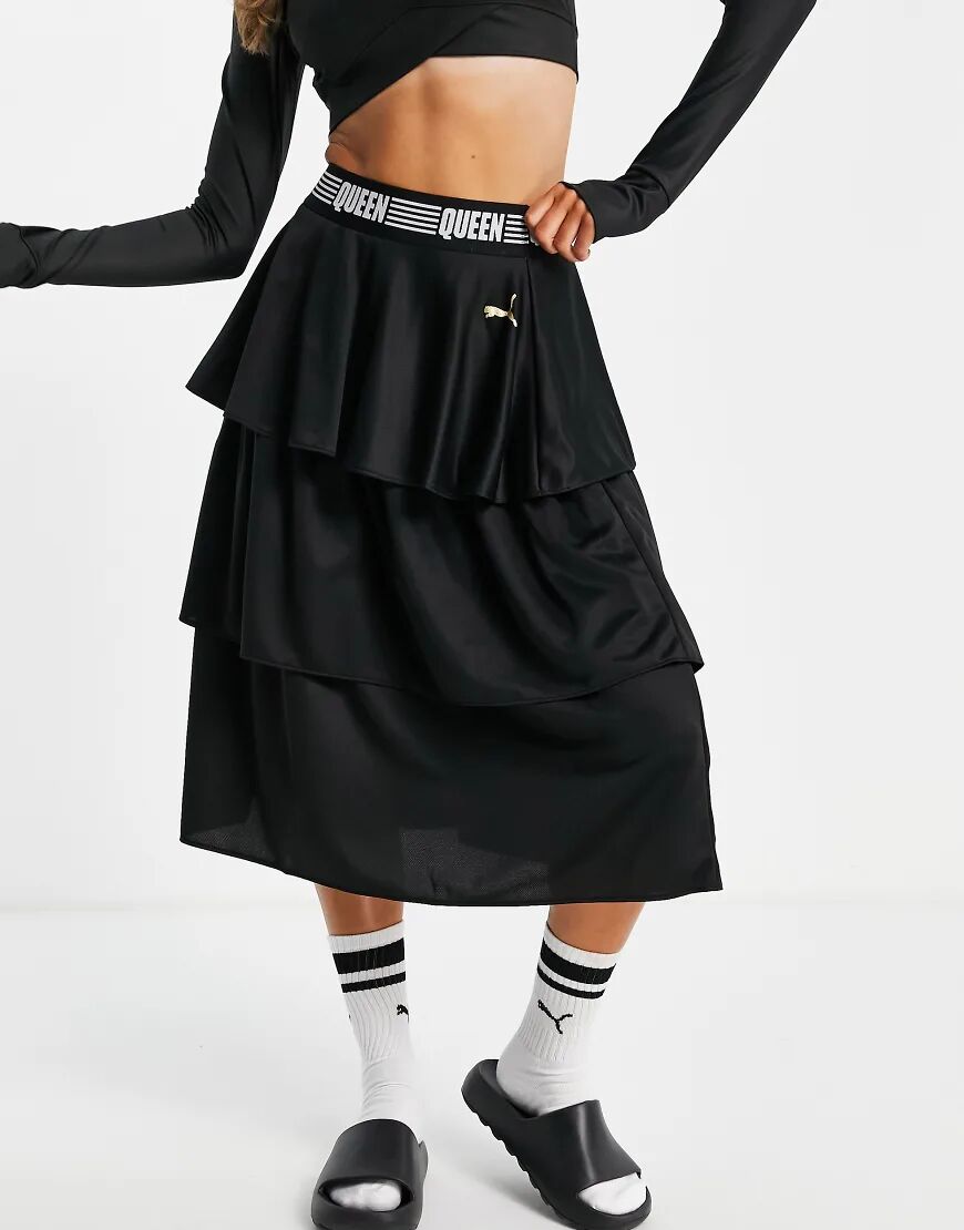 Puma Queen frill tiered skirt in black  Black