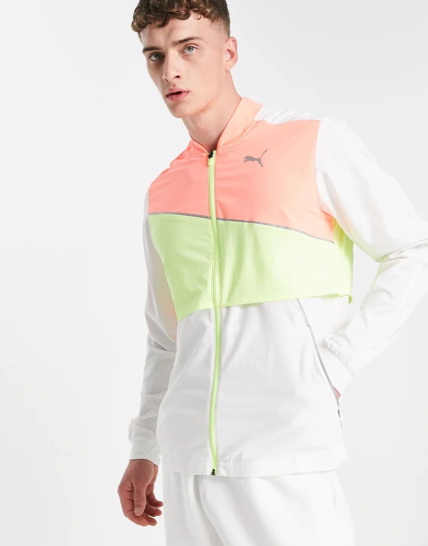 Puma Run Ultra Jacket in white and peach  White