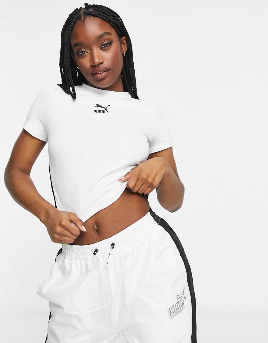 Puma T7 Classics crop top in white  White