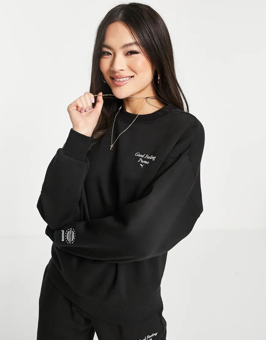 Puma Wellness Club sweatshirt in black  Black