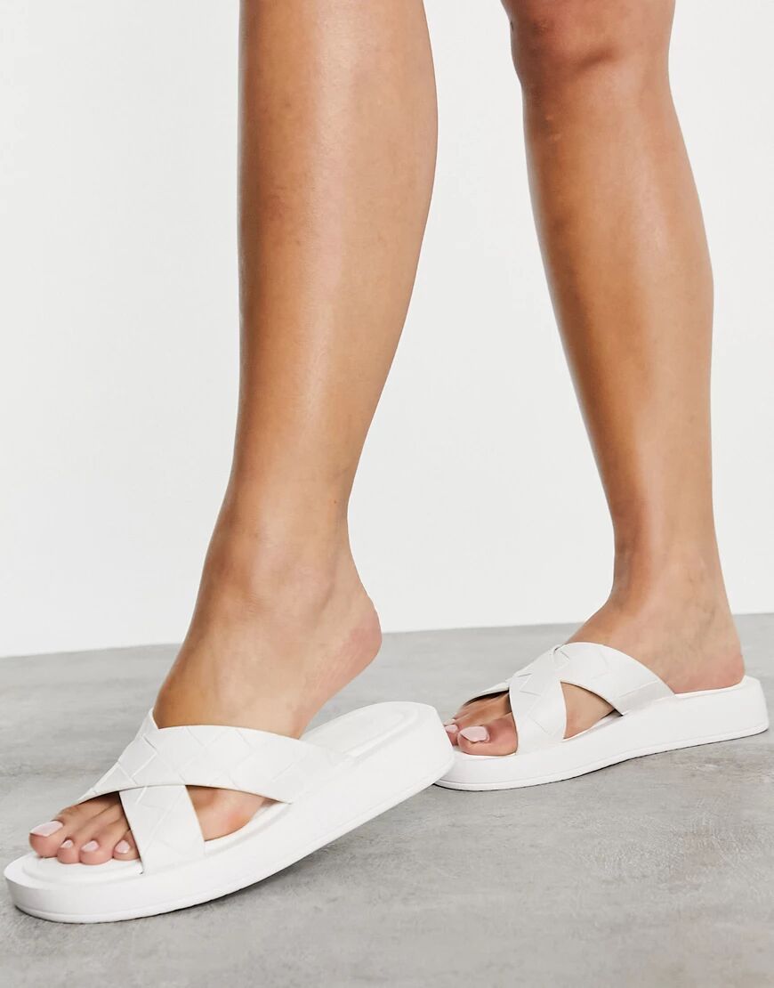RAID Andina plaited chunky slide sandals in white  White
