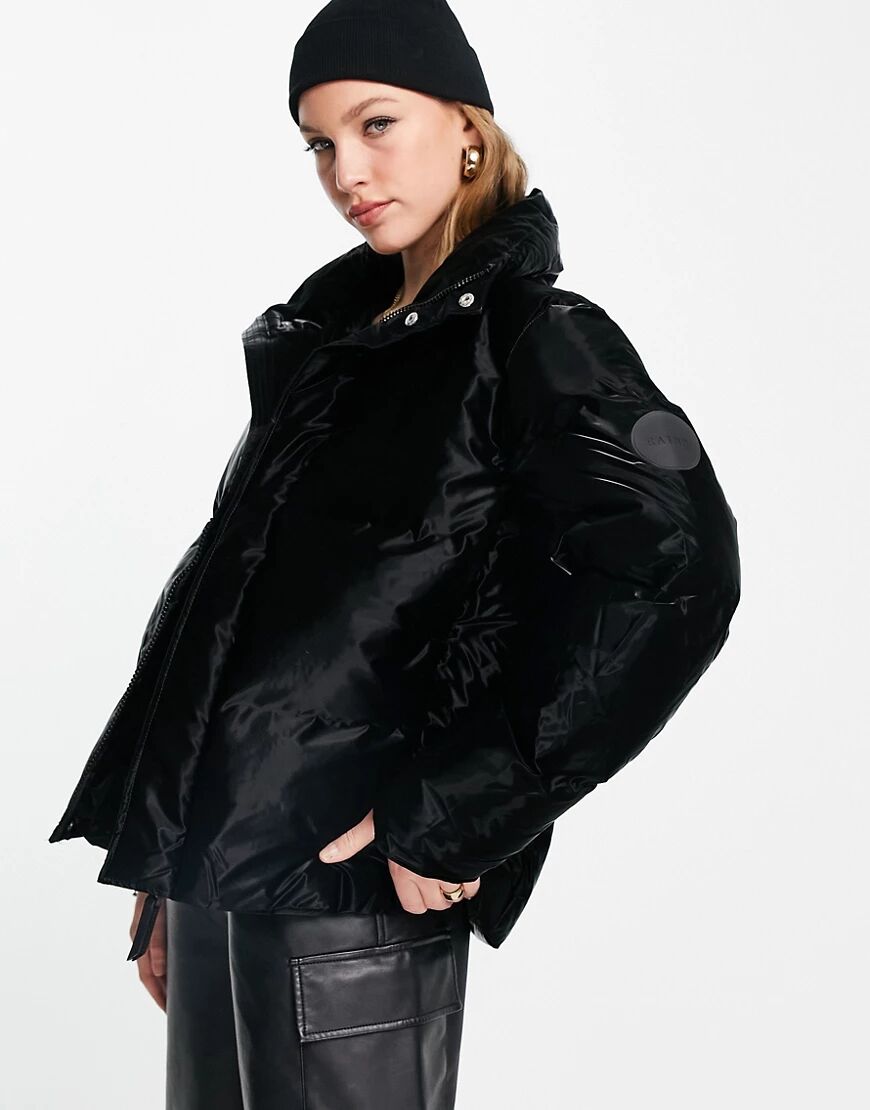 Rains 1522 boxy puffer winter jacket in velvet black  Black